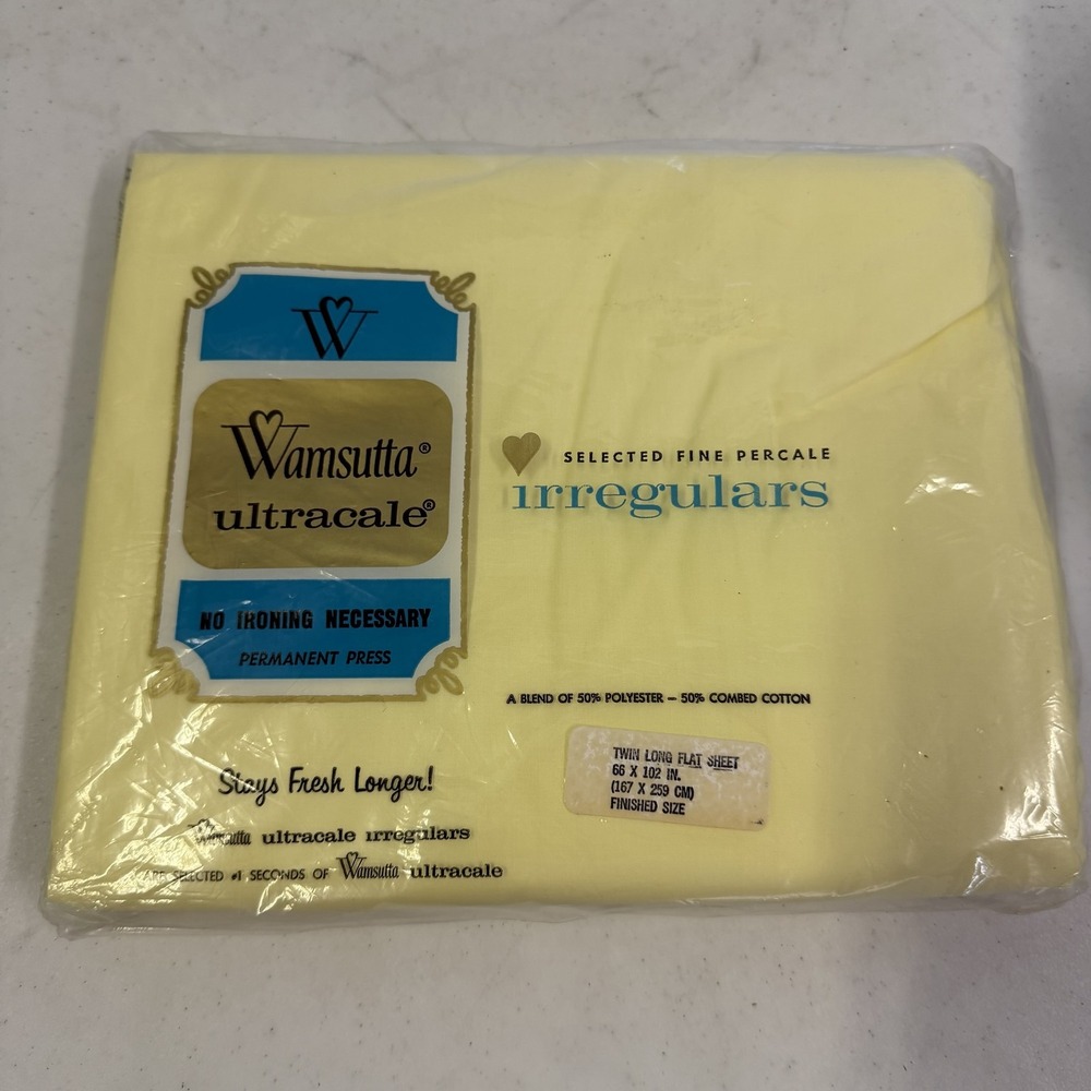 Vintage Wamsutta Ultracale Irregulars Twin Long Flat Sheet Pale Yellow New